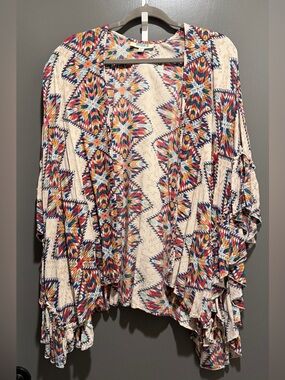 Rockin' C Colorful Geometric Fringe Kimono
